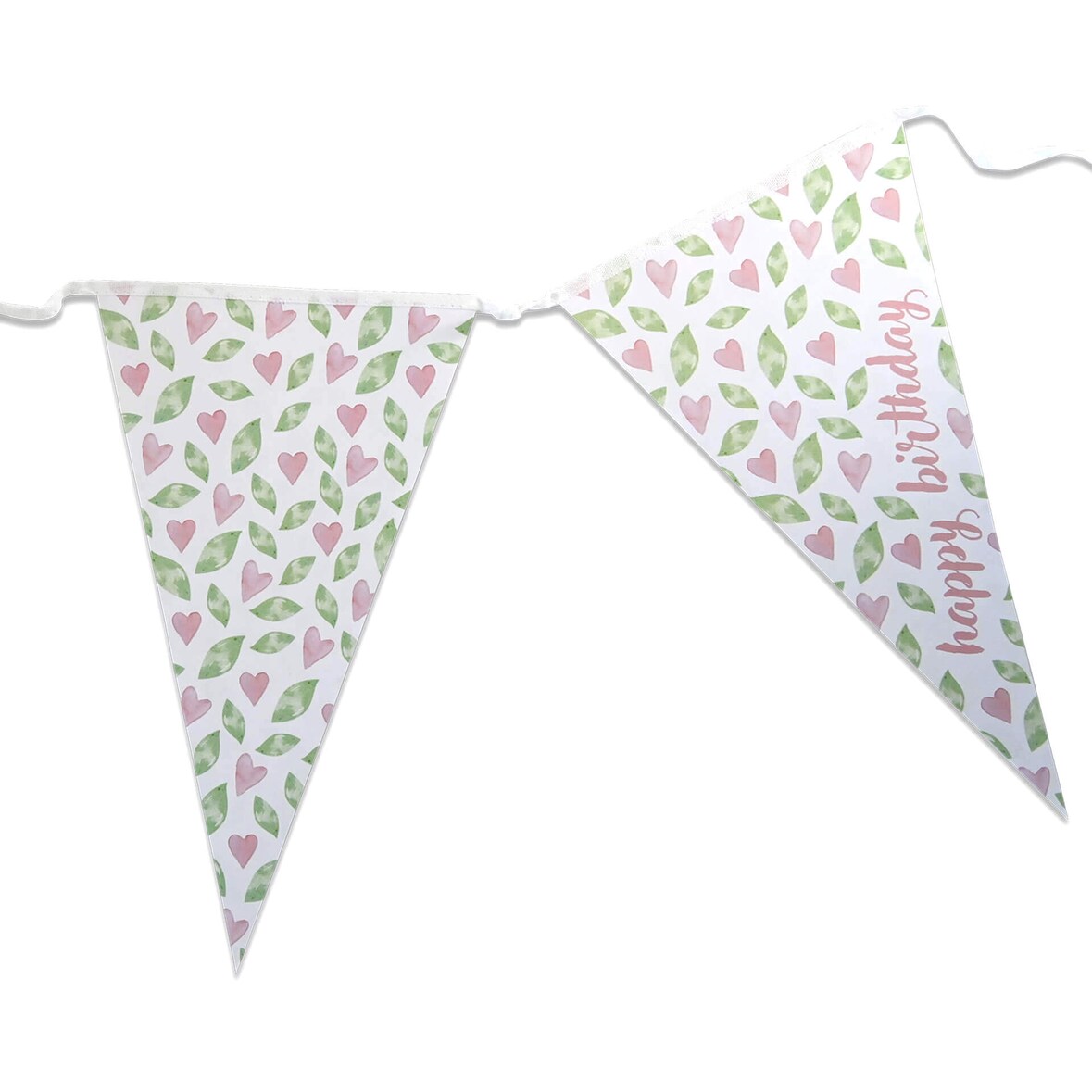 ECOFIESTA 1 Stück Girlande 5m Blätter & Herzen wiederverwendbar kürzbar - Papierkette Geburtstag - Wimpelkette nachhaltige Produktion