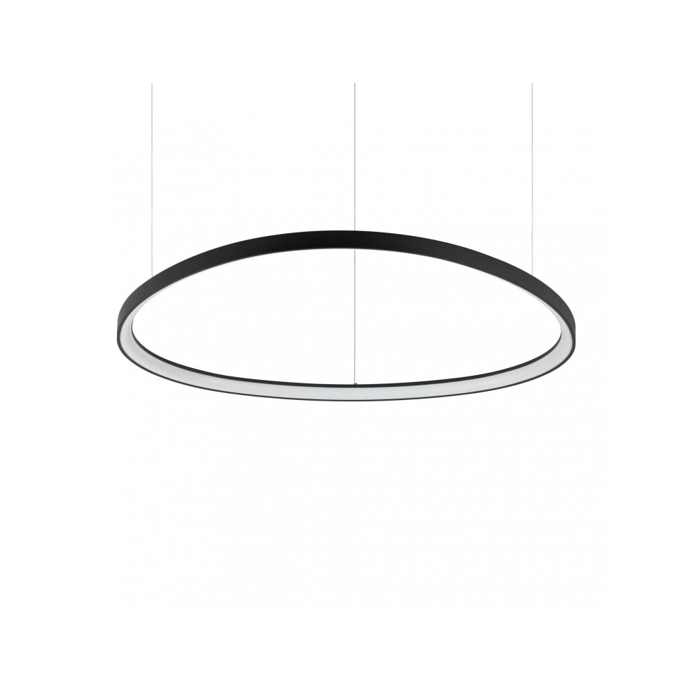gemini sp d105 on-off 2700k, luminária de suspensão circular em alumínio preto com luz led, ideal lux