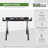 thumbnail of Sägebock 2.0 DELUXE 9-fach höhenverstellbar Klappbock aus Stahl Traglast 650 kg Arbeitsbock Werkbock