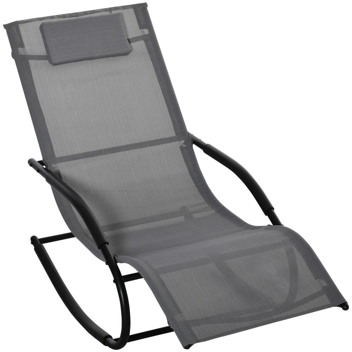 Outsunny Sdraio a Dondolo Gravità Zero per Esterno e Interno, Sdraio Relax in Metallo e Lettino Ergonomico in Texteline, Grigio