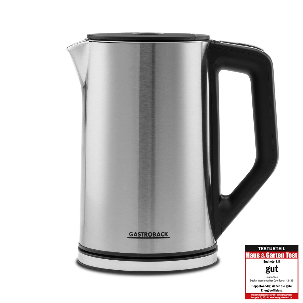 Gastroback Design Wasserkocher Cool Touch Artikel-Nr.: 42436 - Doppelwandiger Edelstahl-Behälter mit 1,5 Liter Volumen
