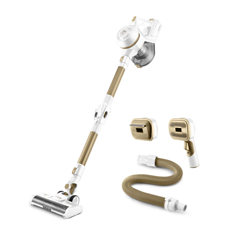 Ufesa U3 Digital Pet Aspiradora escoba 2 en 1 Batería Secar Sin bolsa 0,8 L Oro, Blanco 2,2 Ah