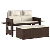 thumbnail of vidaXL Gartenbank Verstellbar mit Kissen Braun Poly Rattan