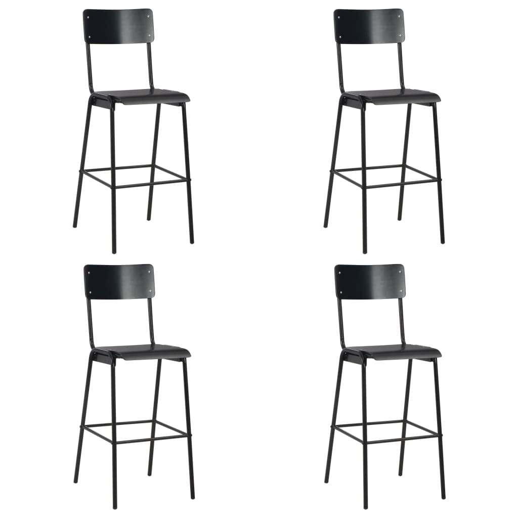 vidaXL Barhocker 4 Stk. Schwarz Massives Sperrholz Stahl