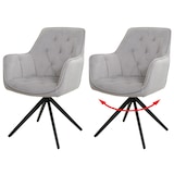 thumbnail of Juego de 2 sillas de comedor HWC-L80, silla de cocina silla tapizada con reposabrazos, giratoria, metal tela/textil ~ gris claro