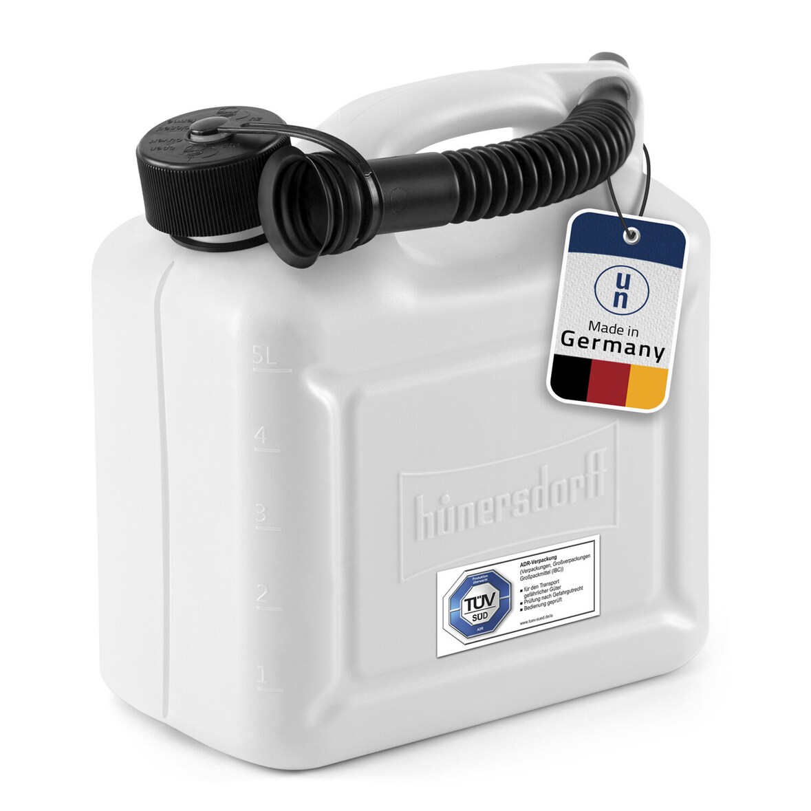 Kraftstoffkanister, Kunststoffkanister 5 Liter Benzinkanister, Dieselkanister weiß