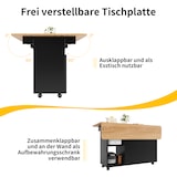 thumbnail of Kücheninsel Küchenwagen 120x70x80 cm klappbarer Tisch mit Stauraum und Rollen, MDF+Glas, Schwarz+Natur