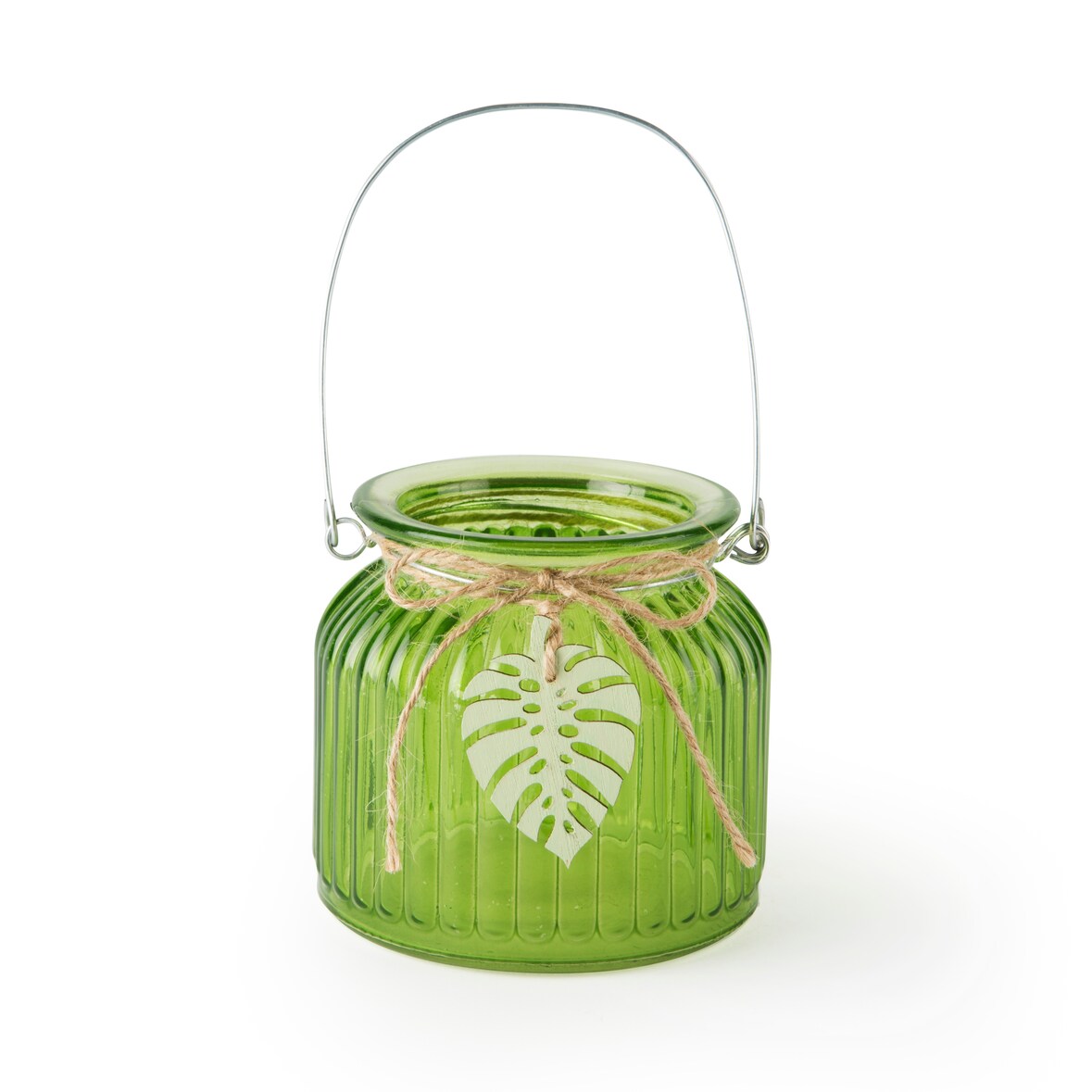 Excelsa porte-bougie Foliage verre 10,5x10x10,5 cm vert
