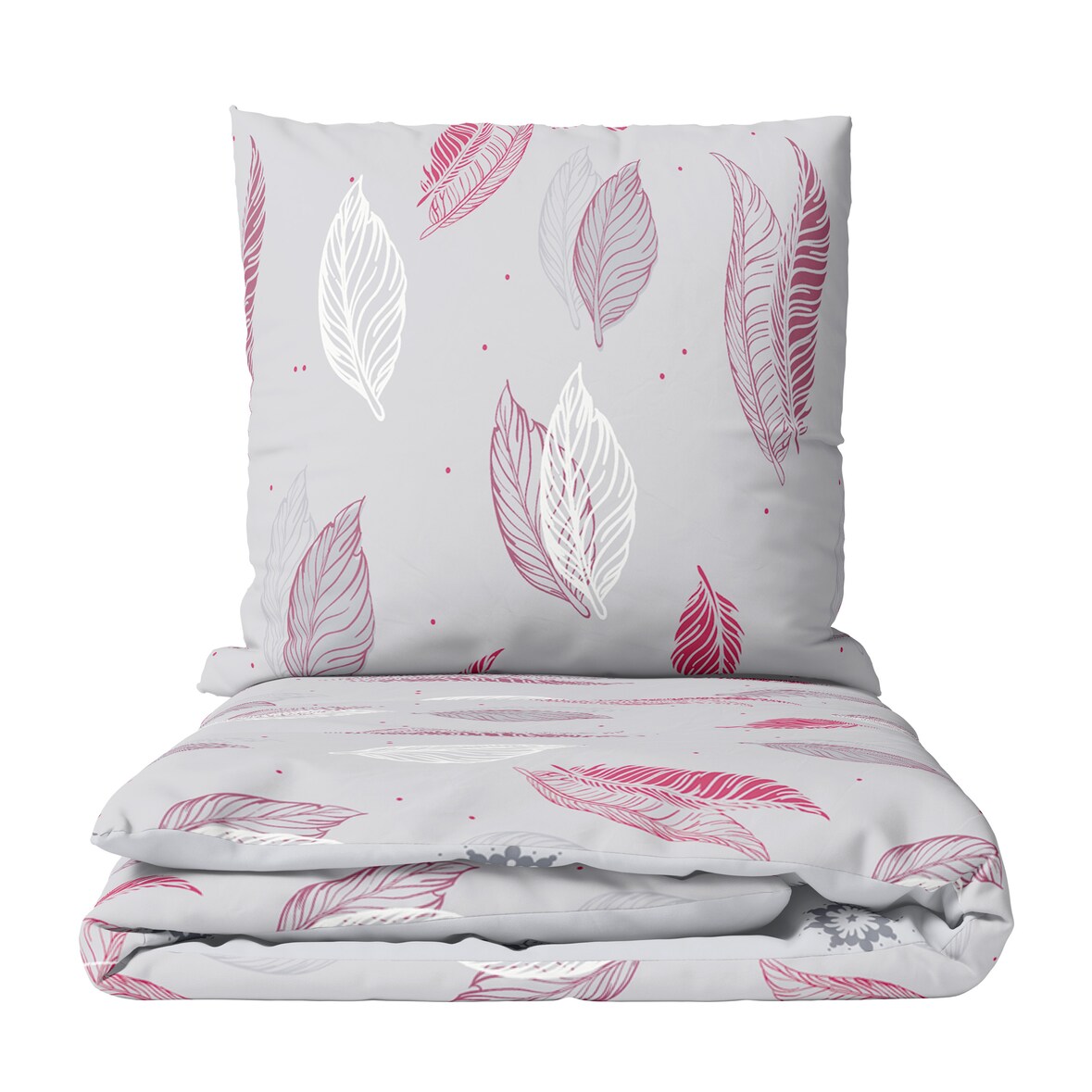 Bettwäsche 200x220 cm Fleece Grau Lila Feder Winter warm