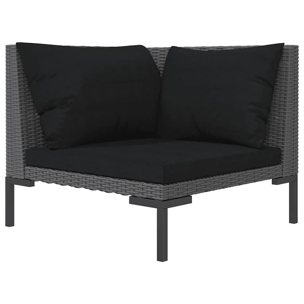 vidaXL Gartensofa mit Kissen Halbrundes Poly Rattan