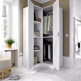 thumbnail of Dmora Guardaroba Elgon, Mobile angolare per camera da letto, Armadio appendiabiti ad angolo a 2 ante battenti, 91x93h184 cm, Bianco