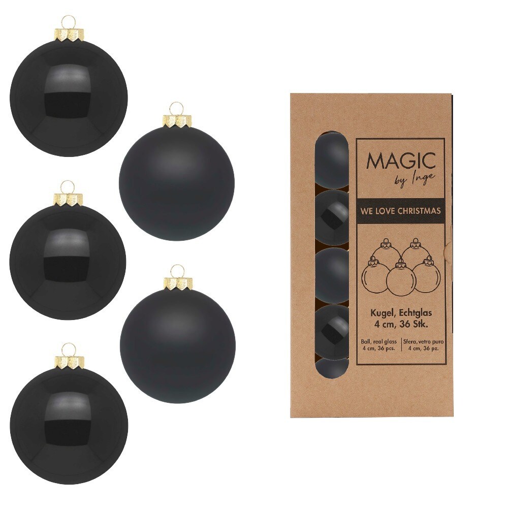 36 Weihnachtskugeln 4cm Glas Christbaumkugeln Weihnachtsbaumkugeln klein schwarz