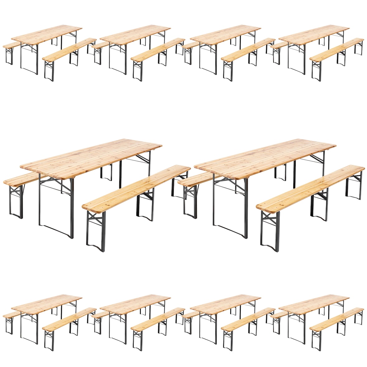 Lot de 10 Set Brasserie table et banc 220 cm - Oviala