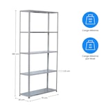 thumbnail of Pack 2 Prateleiras Modulares Metálicas SteelSmart com 5 Prateleiras Cinzentas 200kg 180x30x90cm 7house