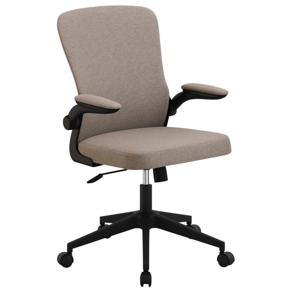 Ergonomischer Bürostuhl Drehsessel mit verstellbaren Armlehnen und höhenverstellbar, gepolstert, für Schreibtisch – Braun