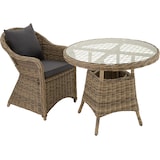thumbnail of tectake Mesa de aluminio y ratán para jardín con tablero de cristal 91x73,5cm  Natural