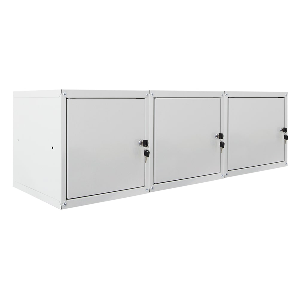 PROREGAL MegaDeal 3x Casier métallique verouillable CUBIC, HxLxP 35x35x35cm, Gris, Armoire à casier cube, consigne polyvalente, vestiaire