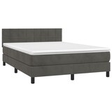 thumbnail of Décoshop26 - Cadre de lit LED avec sommier tête de lit matelas surmatelas 140x190 cm tissu velours gris foncé TDL0207714