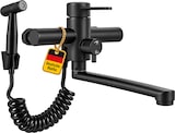 thumbnail of KLARWERK® Max | Horeca Kraan Wandmontage Zwart | RVS Keukenkraan met Handdouche | Mengkraan 2 Douchekoppen Platte Uitloop Horeca Premium