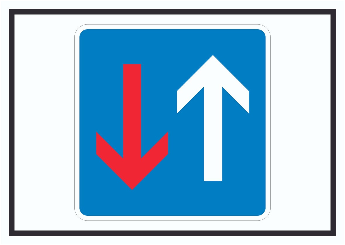 Vorrang vor Gegenverkehr Symbol Schild A1 Rückseite selbstklebend