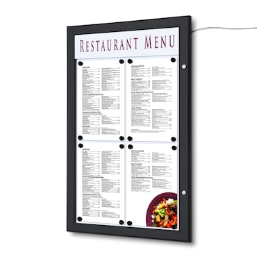Espositore per menu 4xA4 con chiusura a LED Nero SCZ4xA4LEDC9005