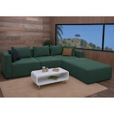thumbnail of Sofá em L HWC-O54, sofá lounge com otomano, modular extensível direita/esquerda, tecido/têxtil 63x270x190cm ~ verde