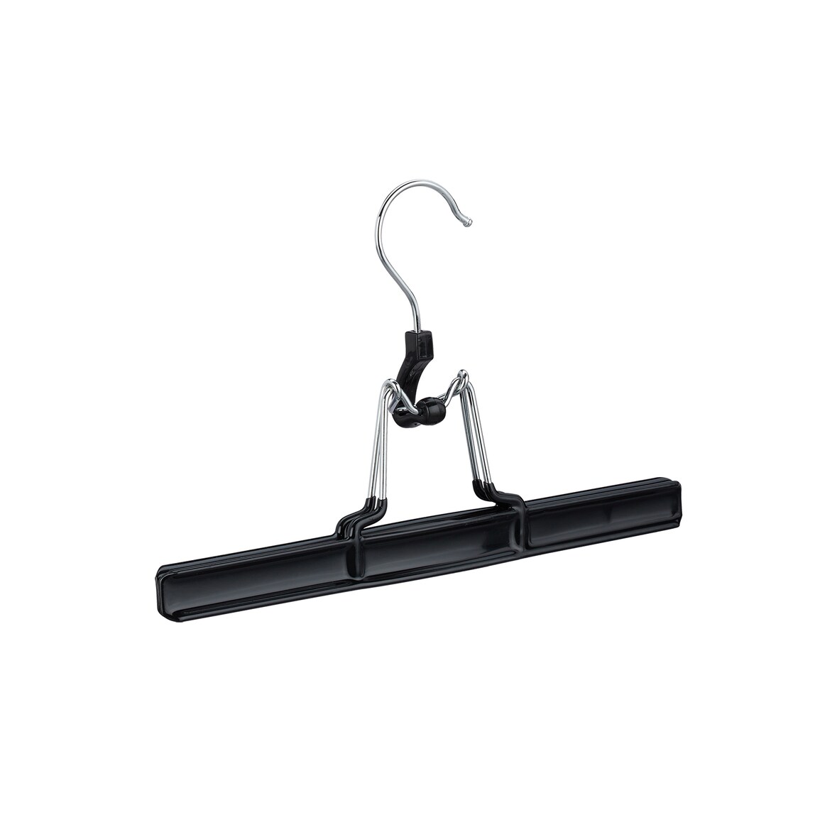 Relaxdays Hosenbügel Metall 5er Set, 360° drehbarer Haken, fest schließend, Rockbügel, gummierte Klemmen, 26cm, schwarz