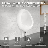 thumbnail of ECD Germany Urinal Weiß 35×46×30 cm Zulauf hinten – Keramik Pissoir oval, spülrandlos, moderner Stil, senkrechter Ablauf