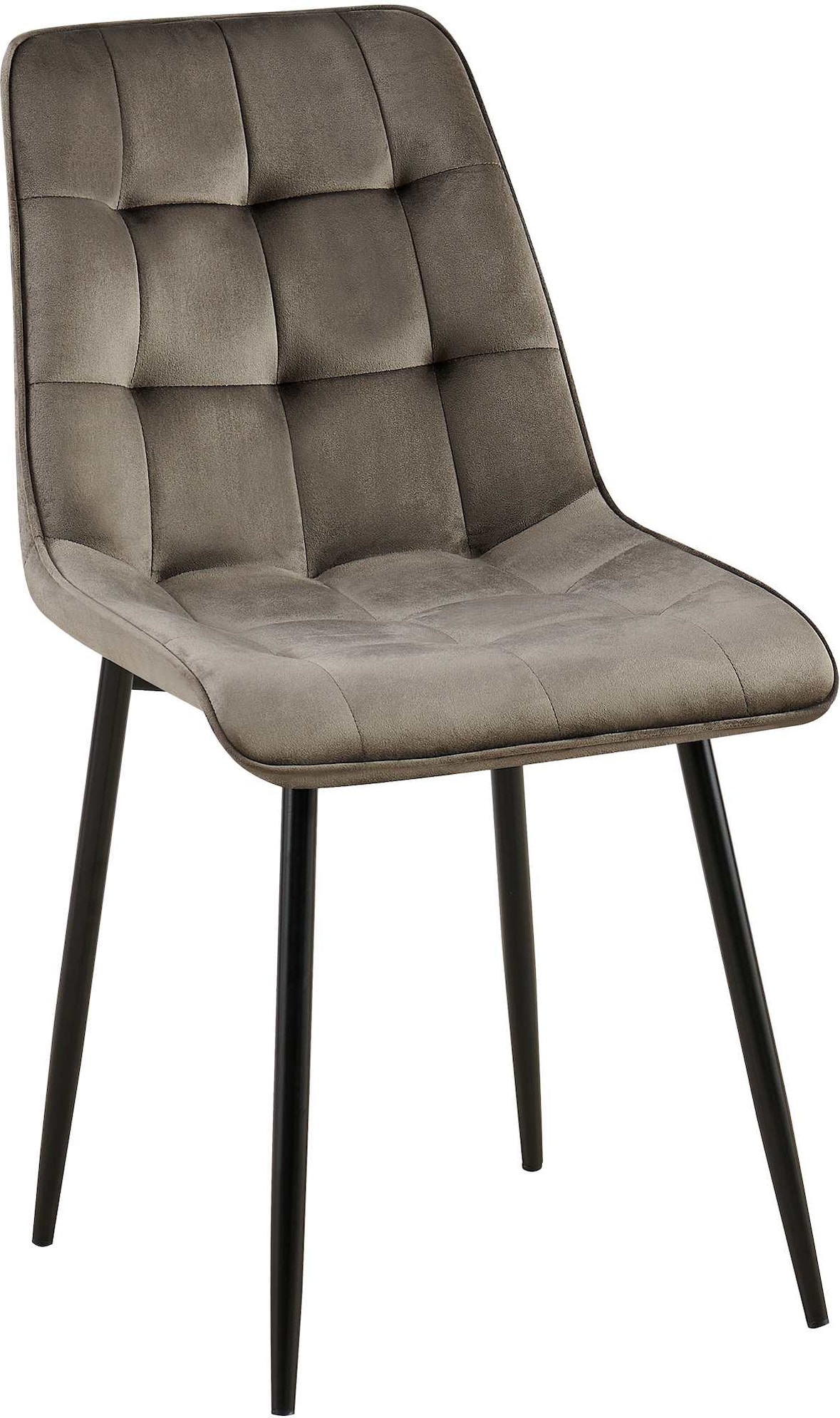 Décoshop26 - Esszimmerstuhl x1 mit quadratischen Ziernähten in anthrazitfarbenem Samt schwarzem Metallgestell 10_0007200
