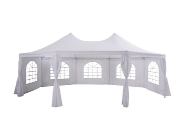 METRO PROFESSIONAL Feesttent met zijwand Milano, staal/polyester, 6.8 x 5 m, waterafstotend, wit