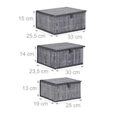 thumbnail of Relaxdays Aufbewahrungskorb 3er Set, mit Deckel & Stoffeinsatz, Bambus, Bad, Spielzeug, Aufbewahrungsbox, 3 Größen, grau