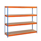 thumbnail of SimonRack Estante industrial, 2000x1800x600 mm, 600 kg no ponto de flexão, 4 prateleiras de madeira, estante para garagem, Azul/Laranja- Simonforte