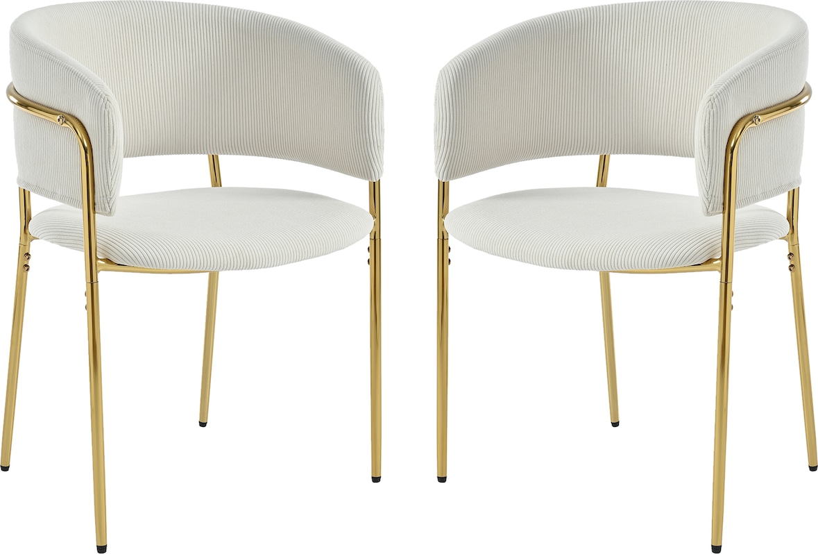 Polsterstuhl Cord Beige mit Holz- und Metallgestell, verstellbare Fußgleiter, Sitzfläche 45,72x45,72 cm