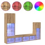 thumbnail of Helloshop26 - Meuble TV mural 4 pcs minimaliste contemporain rangement organisé 40,5 x 30 x 102 cm en bois d'ingénierie chêne 02_0056092