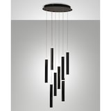 thumbnail of Fabas Luce Prado runde Pendelleuchte mit 8 Lichtern - 52 W dimmbare LED - Mattschwarze runde Deckenrosette