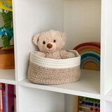 thumbnail of Intirilife 3-teiliges Set Aufbewahrungskorb aus Baumwolle in Weiß Beige - 22.5 x 16 x 11.5 / 27 x 20 x 13.5 / 33.5 x 22.5 x 14 cm Regalkorb Organizer