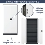 thumbnail of MegaDeal 4x Aktenschrank abschließbar KADO - 5 Ebenen, Flügeltüren | Metallschrank Werkstatt Büroschrank aus Stahl, 195x90x40cm Anthrazit-Weiß