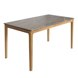 thumbnail of Mesa de sala de jantar HWC-M55, mesa de jantar, madeira maciça HDF laminado melamina 135x80cm, aspeto mármore/pedra, pernas de cor clara