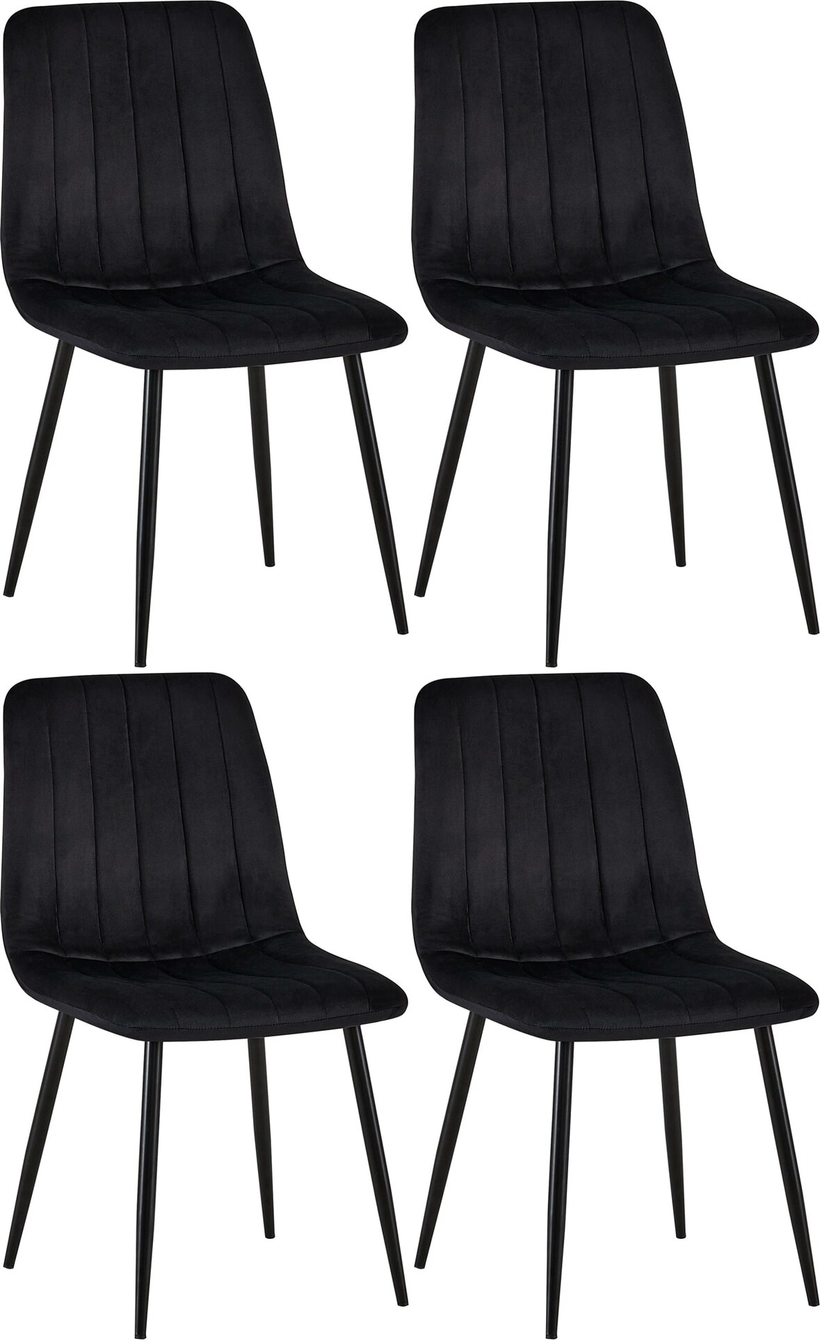 CHEFGASTRO 4er-Set Esszimmerstuhl SAN ANTONIO Samt HxBxT 88x45x53cm Schwarz Küchenstuhl