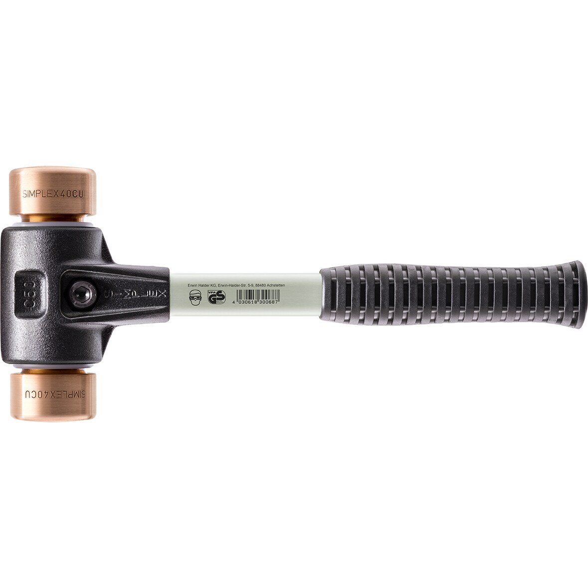 SIMPLEX-Schonhämmer, mit verstärktem Stahlgussgehäuse und Fiberglasstiel  Ø=30 mm  3704.030