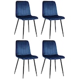 thumbnail of Set de 4 sillas de salón Dijon en tela o terciopelo Azul/Terciopelo