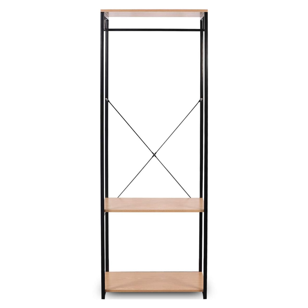 Helloshop26 - Portant avec étagère chaussures en métal et bois marron noir 19_0000491