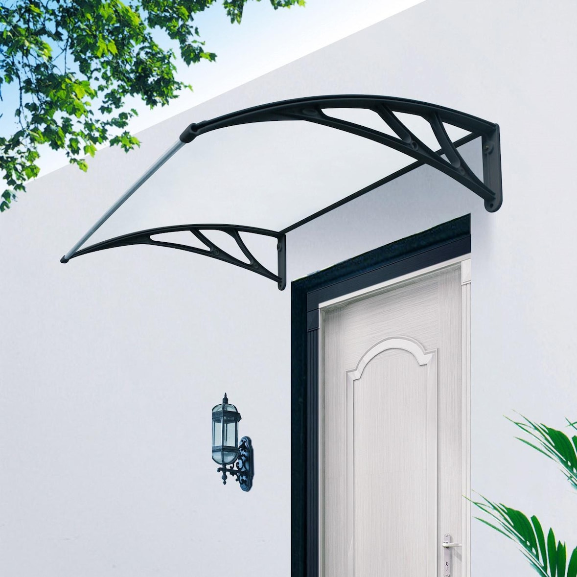 Smartsun Marquesina Easy Black 120x80cm. Grosor 5,2mm Extra Resistente. Tejadillo Puerta Protección
