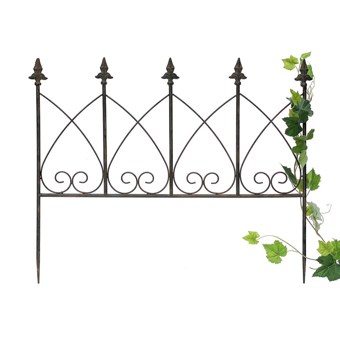 DanDiBo Rankhilfe Metall Blumengitter 60 cm Freistehend Rankgitter 96015 Steckzaun Kletterhilfe Stab Rost Imitat