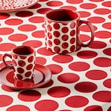 thumbnail of Set de Café de 4 Piezas: 2 Tazas de 75ml y 2 Platos de Color Sólido en Stoneware con Topos Rojos.