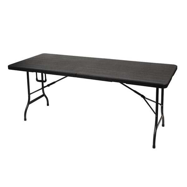Mesa plegable, resistente a la intemperie, con mango, imitación de madera, máx. 100 kg, negro