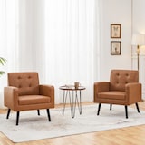 thumbnail of Yaheetech Relaxsessel mit Holzbeinen Ruhesessel Polstersessel Einzelsofa aus Kunstleder Fernsehsessel bis 136 kg Belastbar fürs Wohnzimmer, Braun