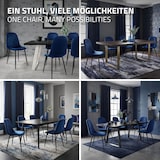 thumbnail of Esszimmerstühle 4er Set, Dunkelblau, Küchenstuhl mit Samtbezug, Wohnzimmerstuhl mit Rückenlehne, Polsterstuhl mit Metallbeinen, Ergonomischer Stuhl