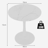 thumbnail of Couchtisch Rund Weiß 70x70x72 cm, Kunstmarmor Tischplatte, hochbeinige Konstruktion, minimalistisches Design, vielseitig als Beistelltisch