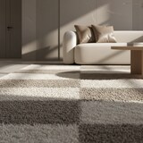 thumbnail of Hochflorteppich Shaggy Kariert Weich Flauschig Waschbar Strapazierfähig Schlafzimmer Esszimmer Beige 100x200 cm – WATZMANN von Kadima Design